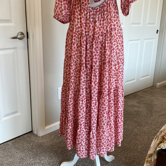 Code X Mode Red Floral Maxi Shirt Dress Red Size Small EUC Coquette - Picture 7 of 16